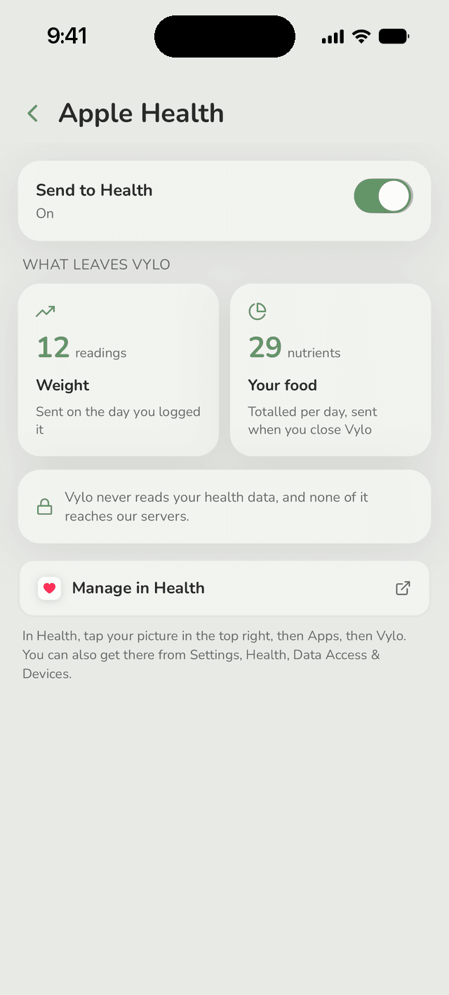 Apple Health sync settings