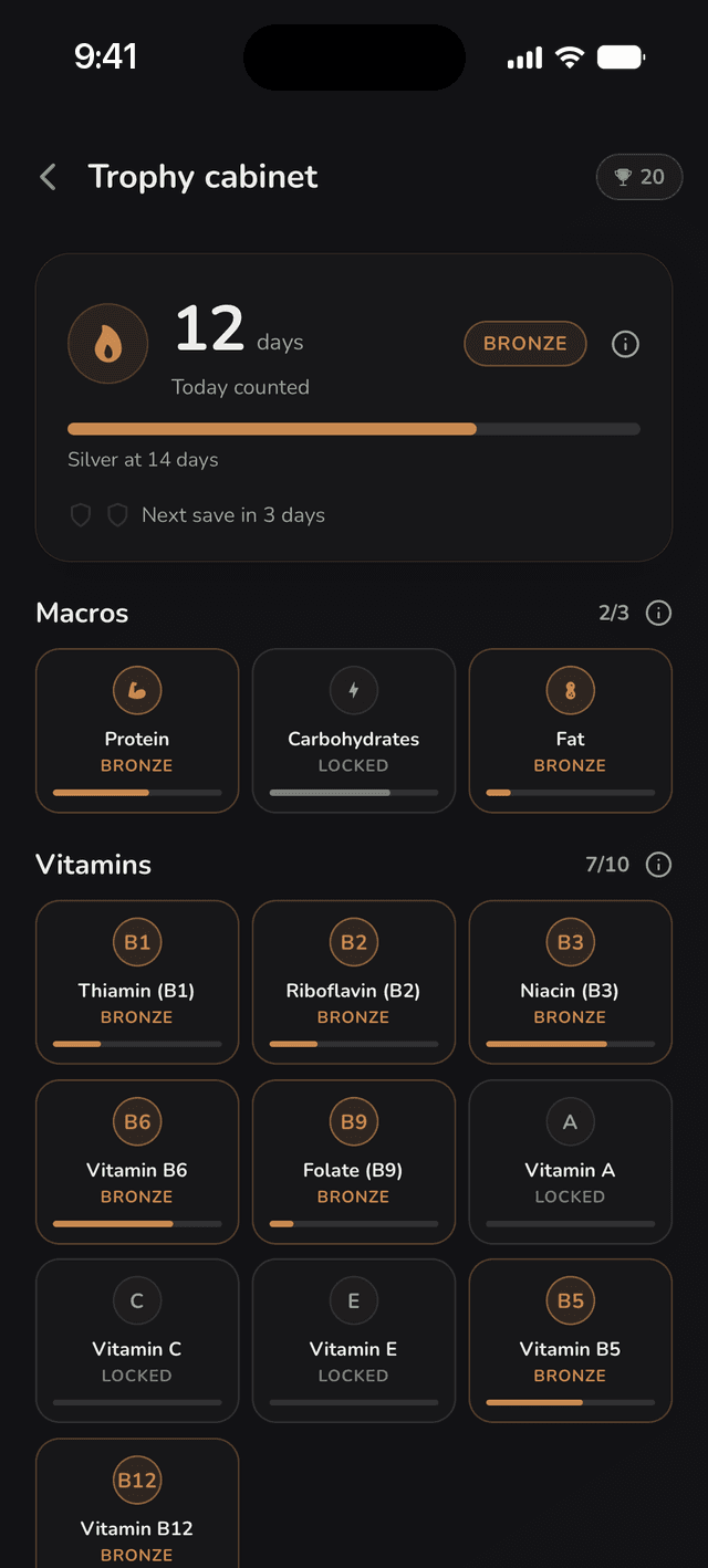 Streak counter and achievement ranks